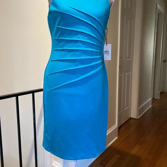 NWT Ivanka Trump Elegant Blue Sleeveless Dress - Picture 2 of 6